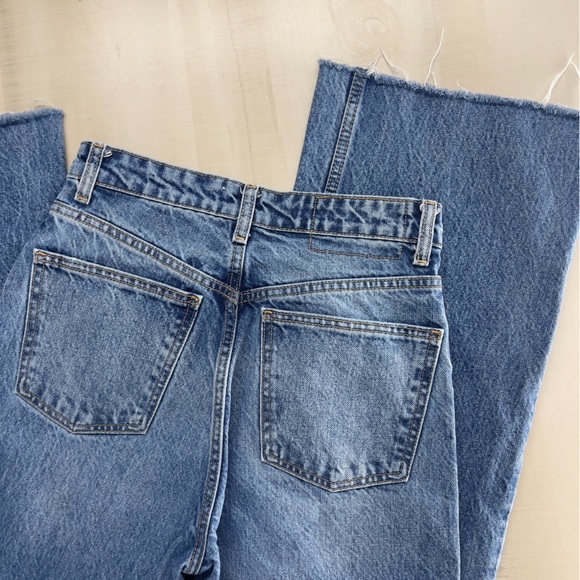 ZARA women’s straight leg cotton raw hem denim jeans 4 - Picture 7 of 7